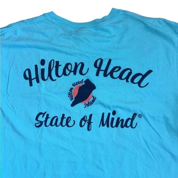 Comfort Colors Unisex Hilton Head SC "State Of Mind" Graphic Vacation Top Large - Picture 5 of 5
